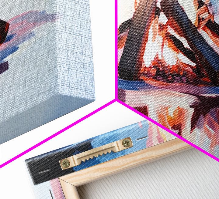 Cozy Bonfire, Fire Reflection, Campfire Glow, Autumn Night, Framed Canvas Print, Cabin Wall Art, Rustic Decor, Warm Atmosphere, Fall Art