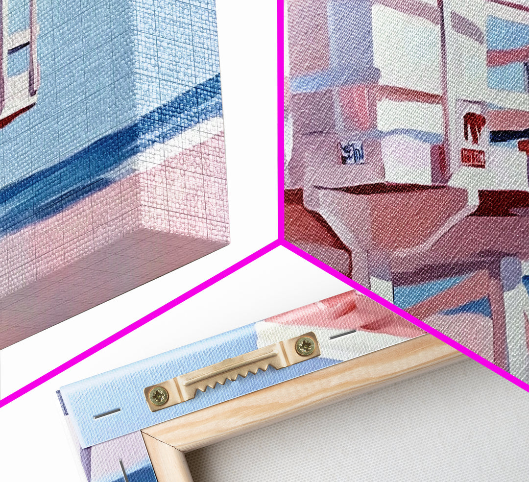 Beach Lifeguard Tower, Coastal Wall Art, Minimalist Beach Print, Boho Coastal Decor, Summer Beach House, Living Room Canvas Print