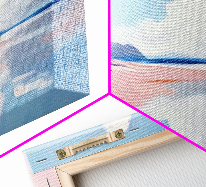 Cloudy Seascape Reflection, Tranquil Coastal Print, Minimalist Ocean Decor, Soft Pastel Landscape, Zen Home Art, Bedroom Framed Canvas Print