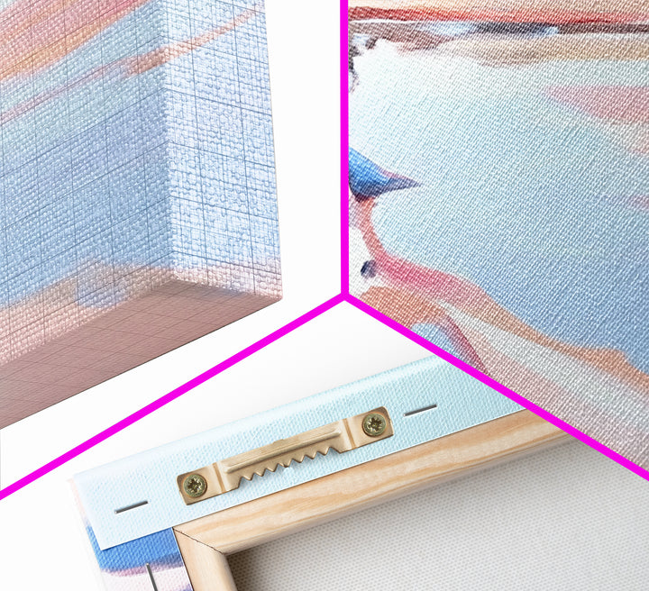 Cliffs Water, Reflection, Canvas Print, Coastal nature art, contemporary seascape painting, shoreline view, pastel scenery, ocean decor