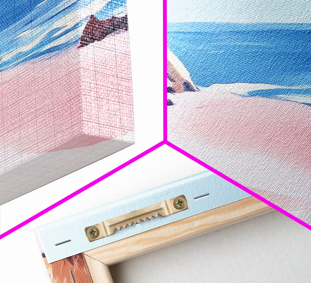 Coastal Escape, Ocean Waves, Seaside Serenity, Framed Canvas Print, Beach House Decor, Minimalist Art, Bedroom Wall Art, Nautical Print