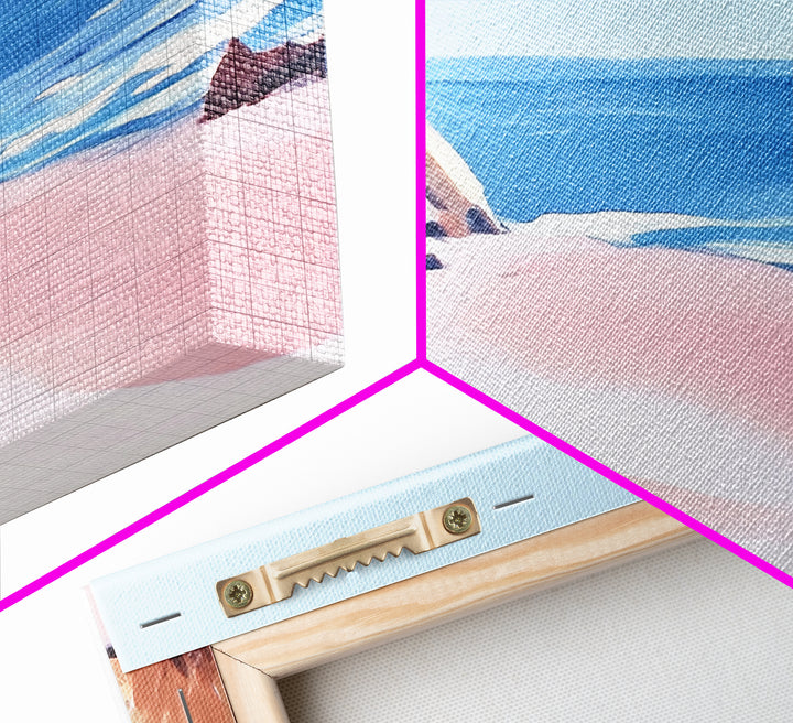 Coastal Escape, Ocean Waves, Seaside Serenity, Framed Canvas Print, Beach House Decor, Minimalist Art, Bedroom Wall Art, Nautical Print