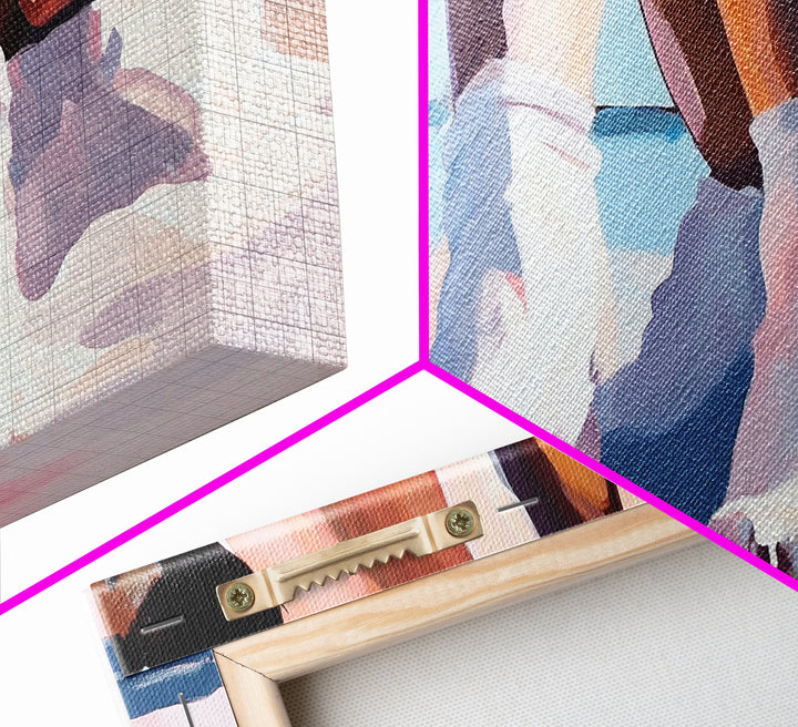 Beach Sitting, Relaxing Moment, Coastal Escape, Soft Pastels, Framed Canvas Print, Boho Art, Bedroom Wall Decor, Modern Minimalist Art