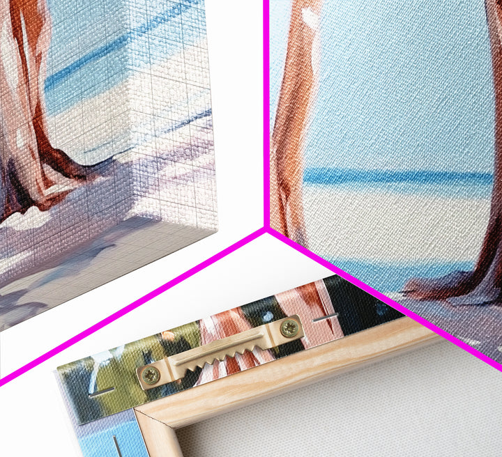 Beach Trees, Tropical Landscape, Nature Artwork, Coastal Home Decor, Minimalist Wall Art, Living Room Wall Art, Framed Canvas Print