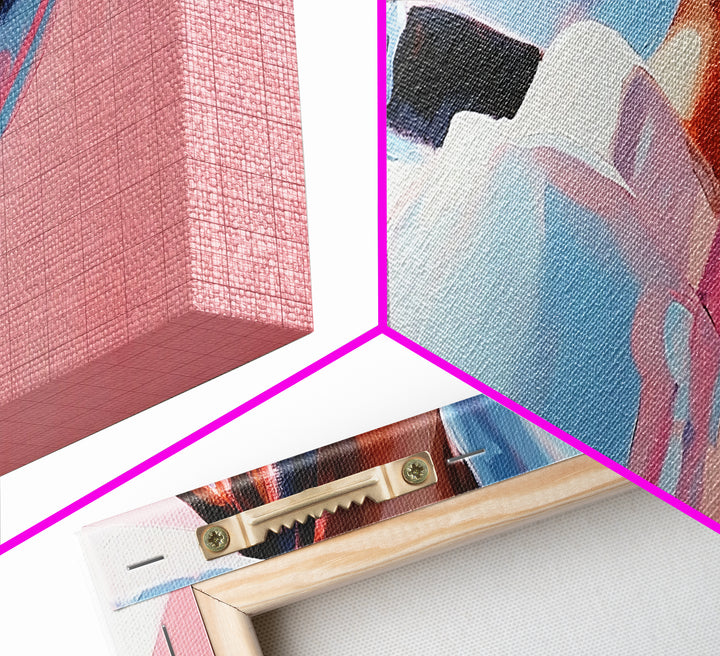 Cowgirl Outfit, Country Aesthetic, Western Home Decor, Feminine Wall Art, Fashion Framed Canvas Print, Pink and Blue Artwork