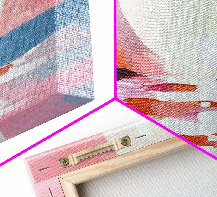 Blush Waves, Surf Art, Framed Canvas Print, Pink Seascape, Coastal Decor, Feminine Ocean Painting, Minimalist Wall Art