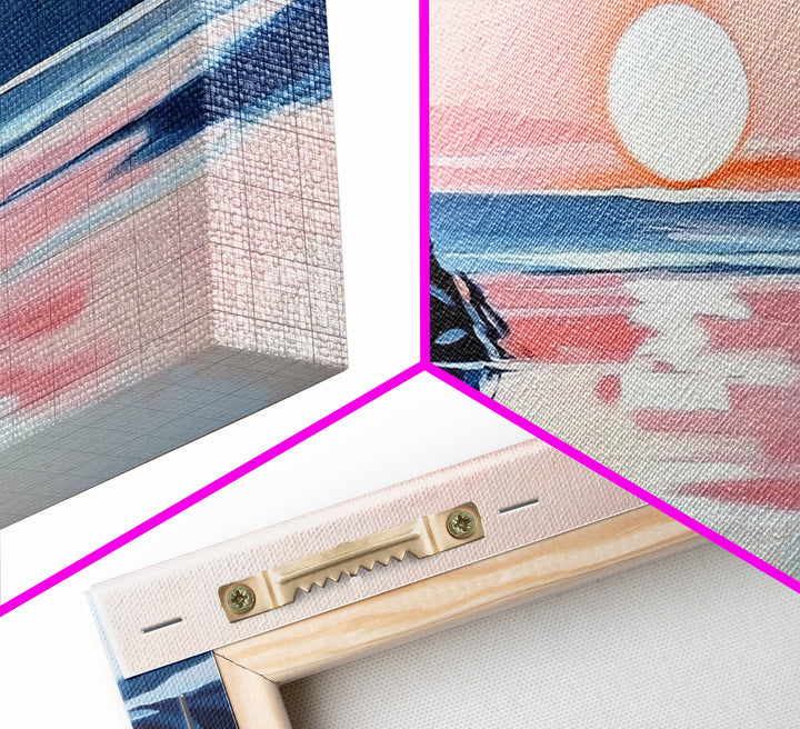 Dreamy Sunset, Coastal View, Framed Canvas Print, Serene Seascape, Beach House Decor, Modern Ocean Art, Calming Home Aesthetic