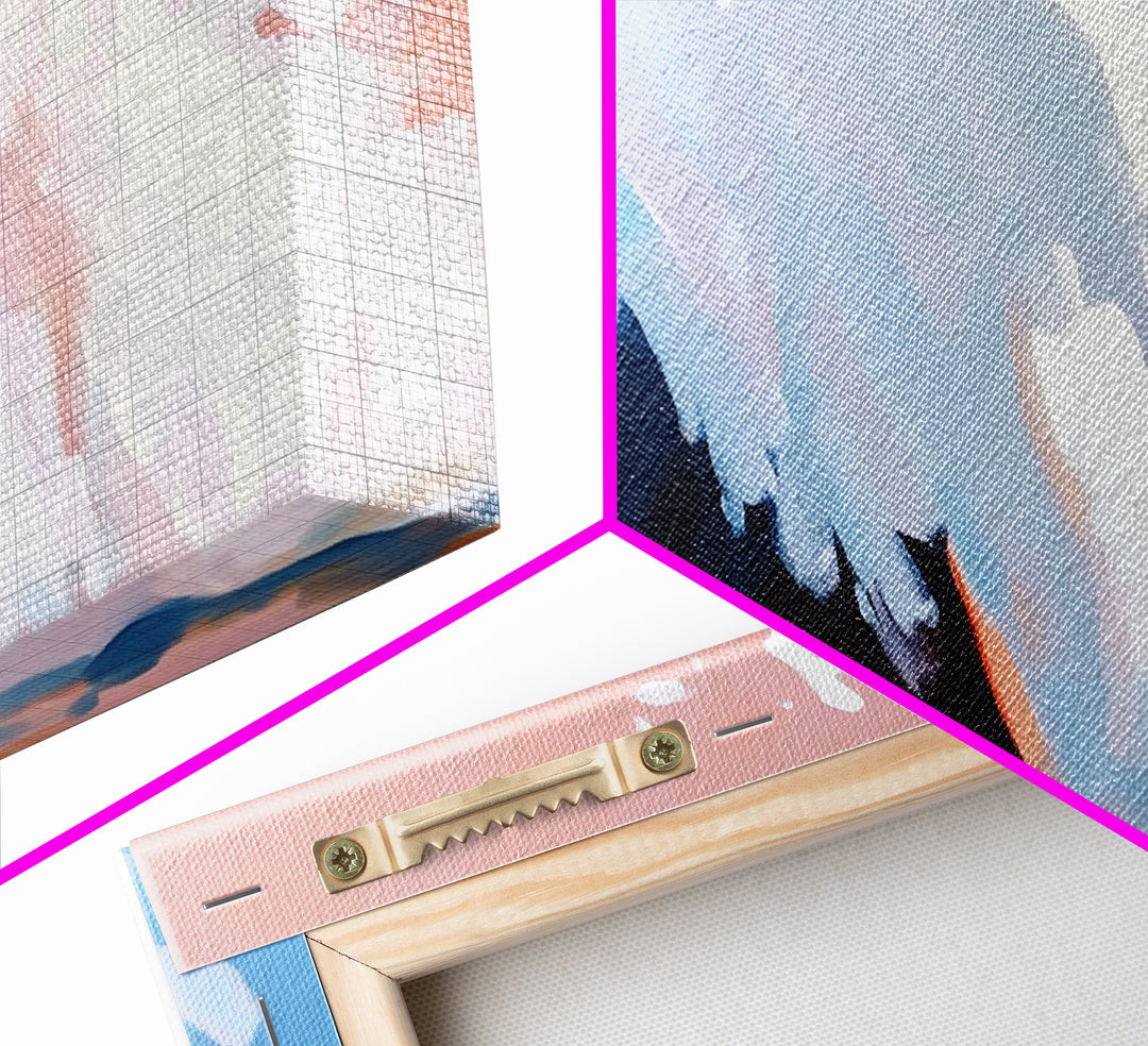 Blush Wave, Ocean Spray, Framed Canvas Print, Coastal Art, Modern Beach Decor, Serene Seascape, Surfer Aesthetic, Pastel Painting