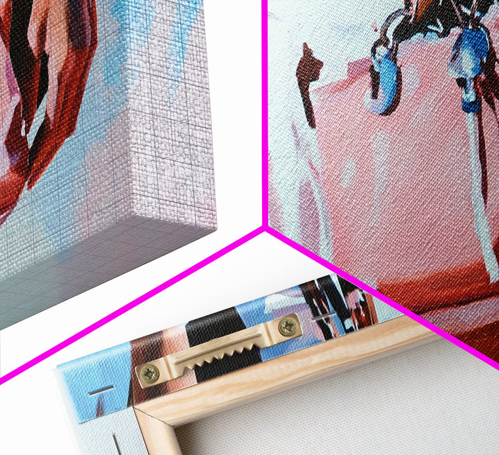 Beach Chic, Boho Fashion, Framed Canvas Print, Coastal Wall Art, Feminine Aesthetic, Pastel Painting, Modern Home Decor