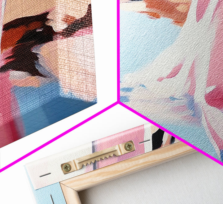 Flowing Water, Abstract Landscape, River Reflection, Soft Blues and Pinks, Peaceful Nature, Contemporary Minimalism, Canvas Print