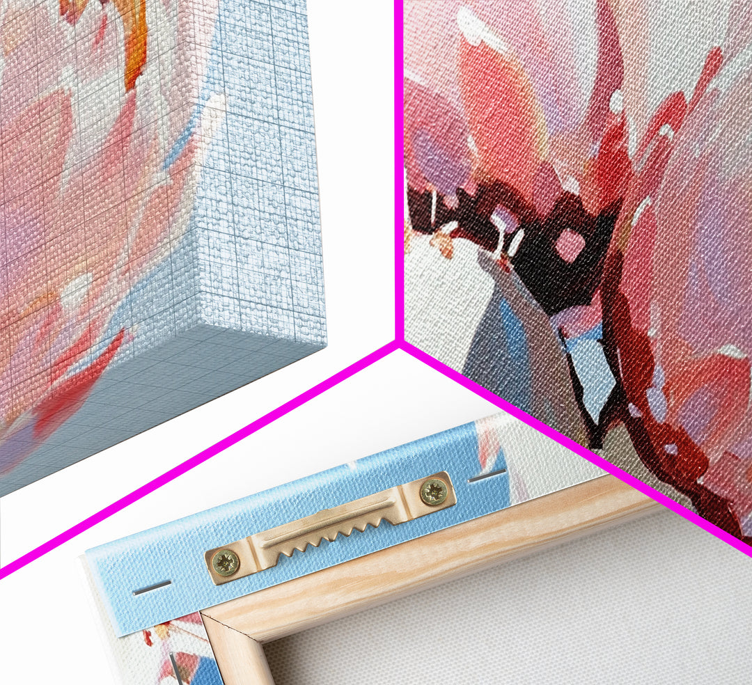 Cactus Blossoms, Desert Botanical Art, Vibrant Succulent, Pink Flowering Cactus, Bohemian Aesthetic, Canvas Print, Living Room