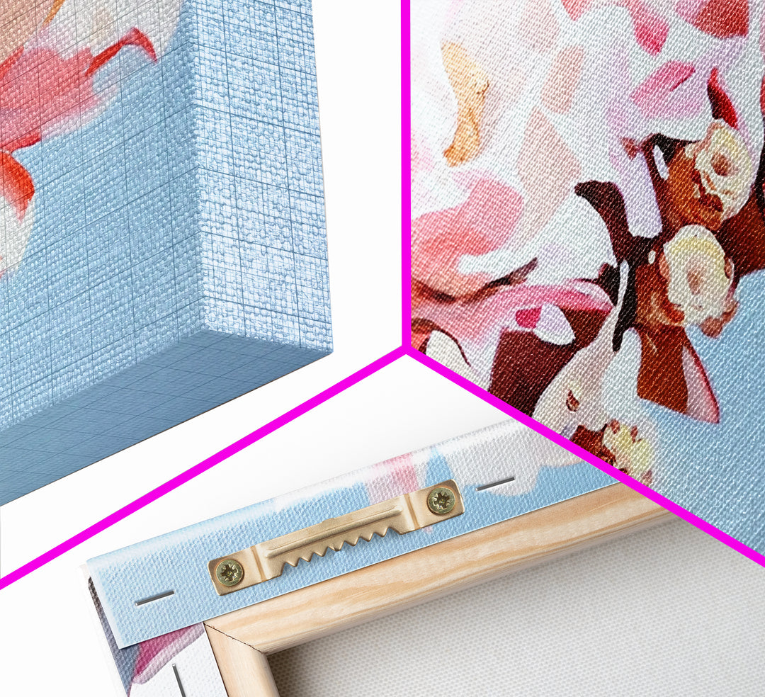 Cactus Blooms, Floral Desert Art, Southwest Boho Print, Nature Botanical Art, Soft Pastel Aesthetic, Framed Canvas Print, Bedroom or Office