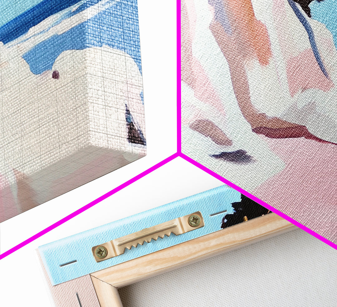 Coastal Path, Beach Cliffside Art, Ocean Landscape Print, Tranquil Summer Wall Art, Minimalist Pastel Decor, Framed Canvas Print