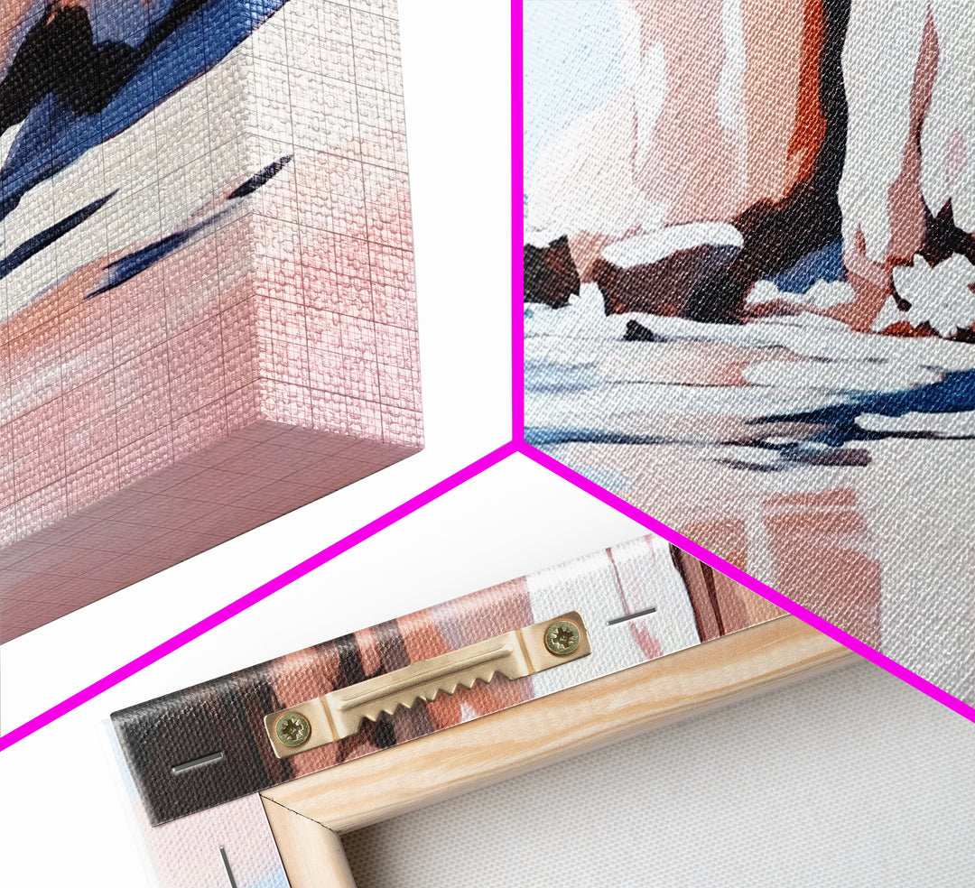 Beach Reflections, Rock Formations, Seaside Art, Canvas Print, Coastal Wall Decor, Ocean Painting, Living Room Art, Minimalist Beach Art