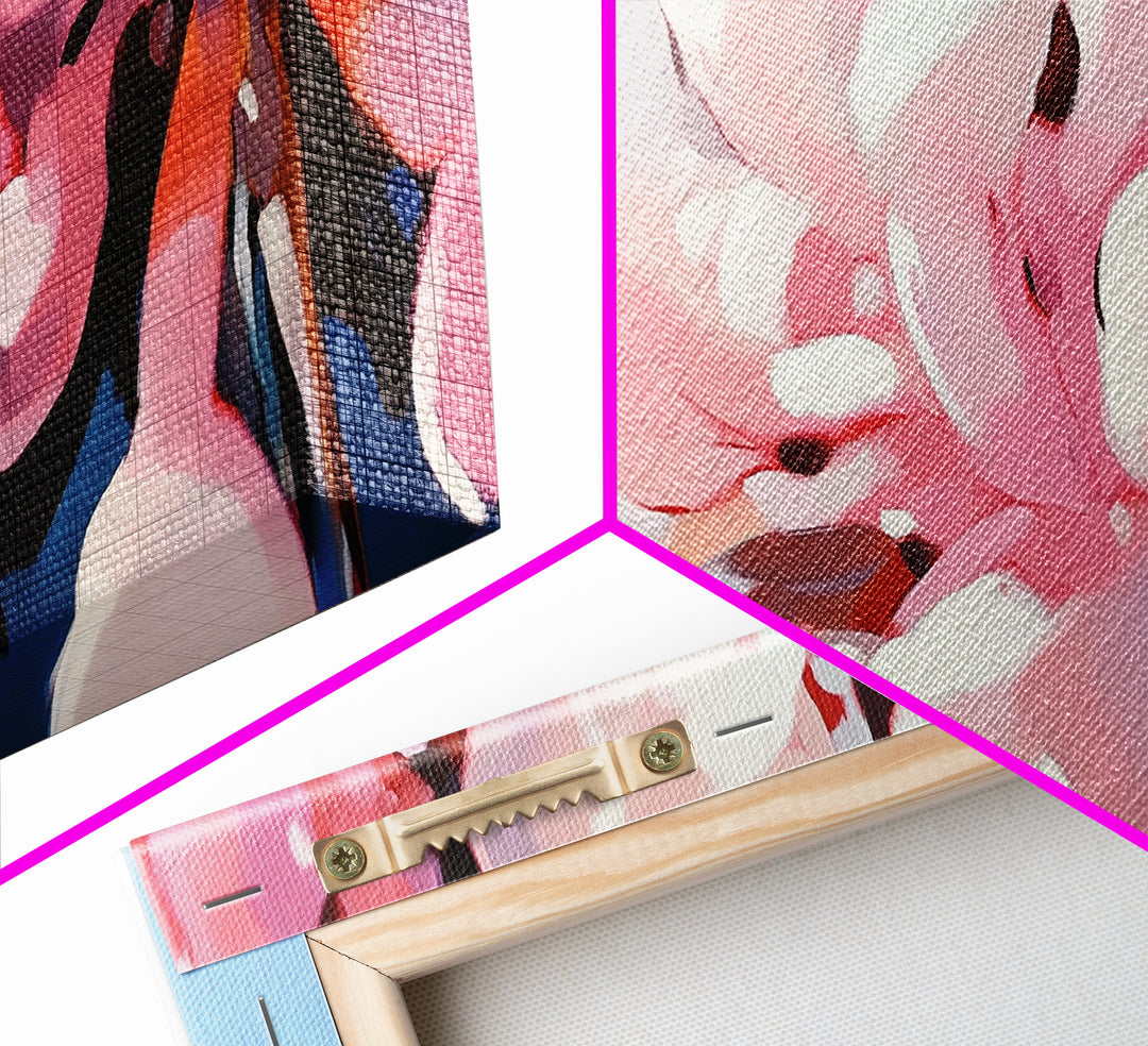 Blooming Flowers, Pink Petals, Floral Print, Modern Art, Framed Canvas Print, Bedroom Wall Art, Feminine Decor, Abstract Flowers