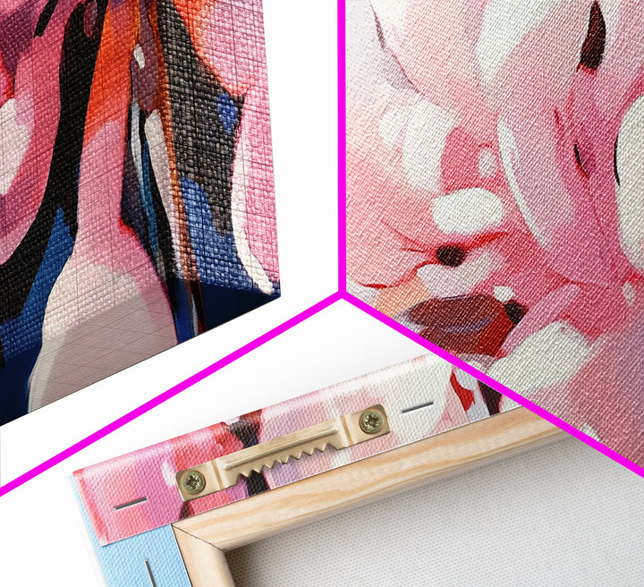 Blooming Flowers, Pink Petals, Floral Print, Modern Art, Framed Canvas Print, Bedroom Wall Art, Feminine Decor, Abstract Flowers