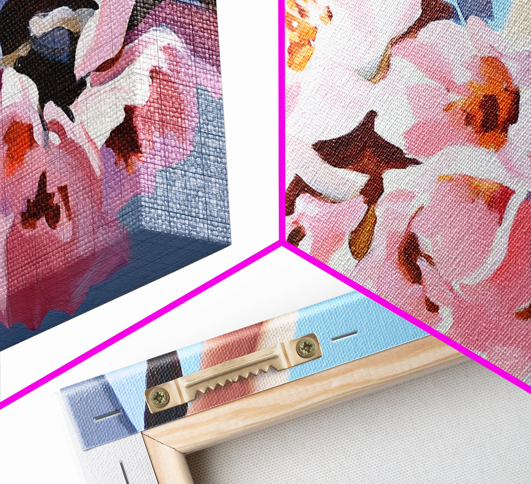 Blush Bouquet, Delicate Flowers, Feminine Touch, Framed Canvas Print, Soft Pastel Decor, Elegant Wall Art, Bedroom Aesthetic, Wedding Gift