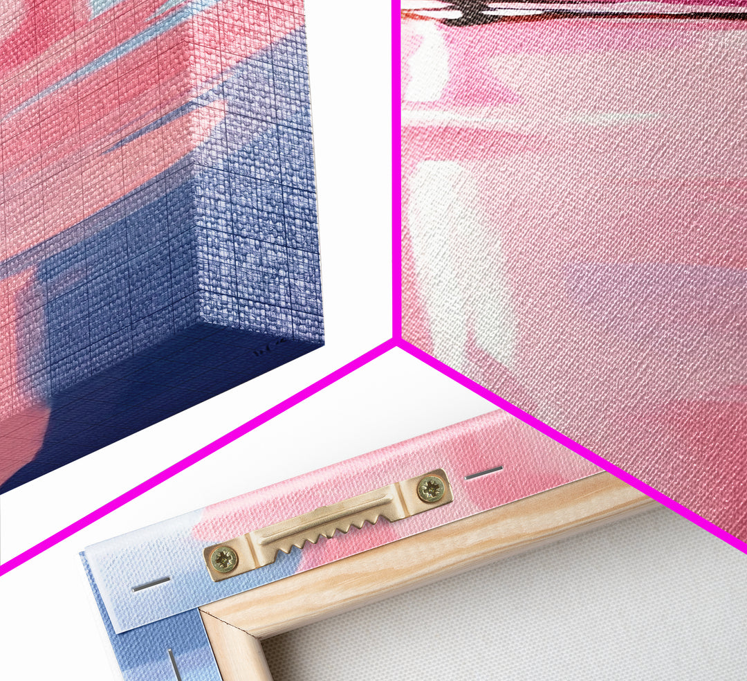 Pink Cloud, Reflection Art, Modern Landscape, Framed Canvas Print, Blue Sky Painting, Large Wall Art, Minimalist Decor, Office Art
