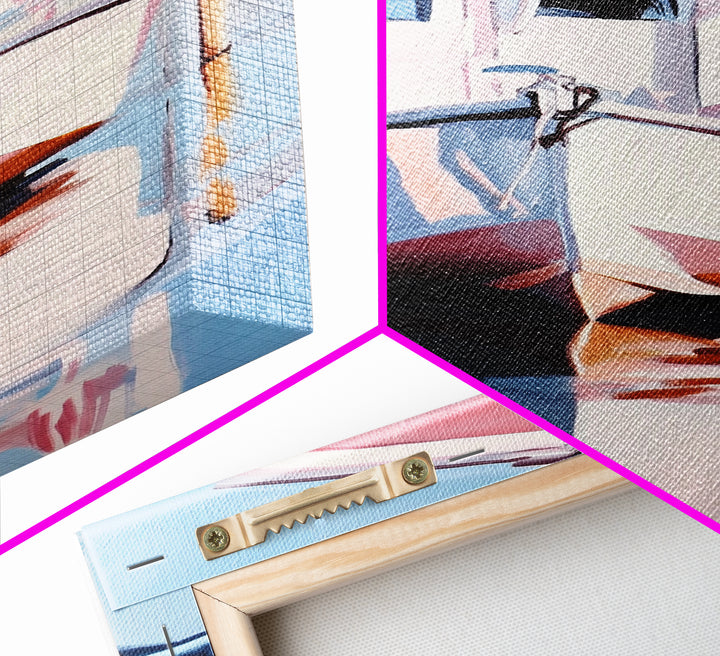 Boat Dock, Harbor Scene, Nautical Home Art, Coastal Wall Decor, Framed Canvas Print, Minimalist Beach Art, Modern Painting, Boho Art