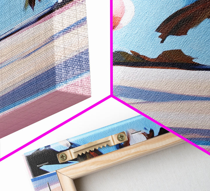 Beach Volleyball, Coastal Fun, Tropical Vibes, Sunset Sport, Canvas Print, Summer Wall Art, Beach House Decor, Relaxed Style