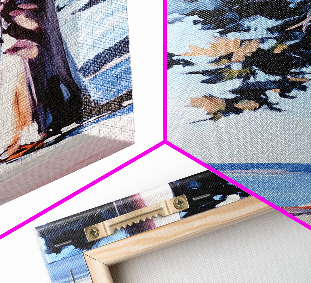 Coastal Tree, Lakeside Art, Tranquil Scene, Framed Canvas Print, Serene Nature Art, Minimalist Landscape, Living Room Wall Art