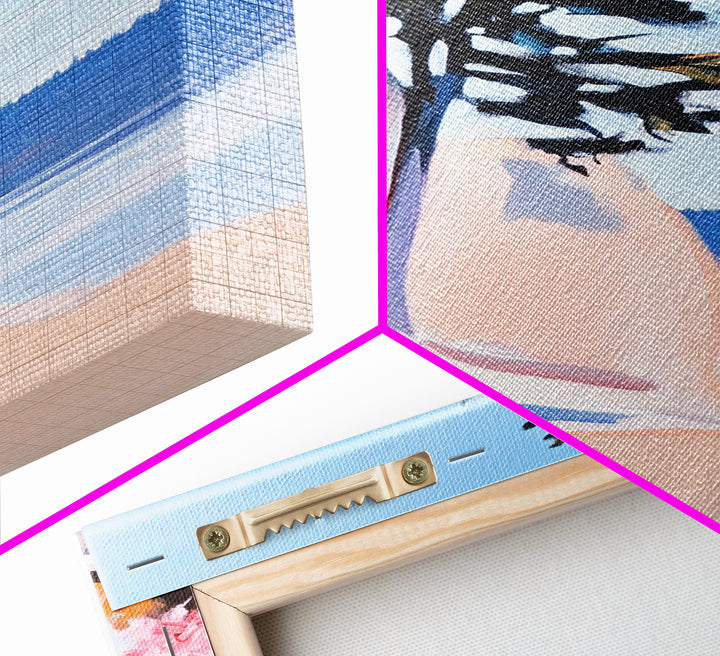 Cliffside View, Coastal Landscape Art, Ocean Breeze, Boho Wall Decor, Minimalist Painting, Relaxing Home Art, Framed Canvas Print, Scenic