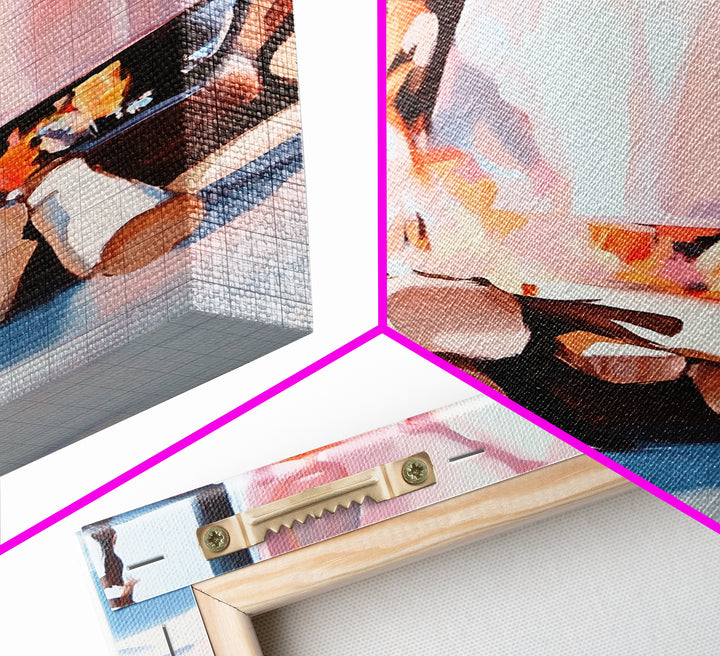 Campfire, Cozy Art, Autumn Decor, Rustic Wall Art, Framed Canvas Print, Cabin Vibes, Warm Aesthetic, Nature Lover Artwork