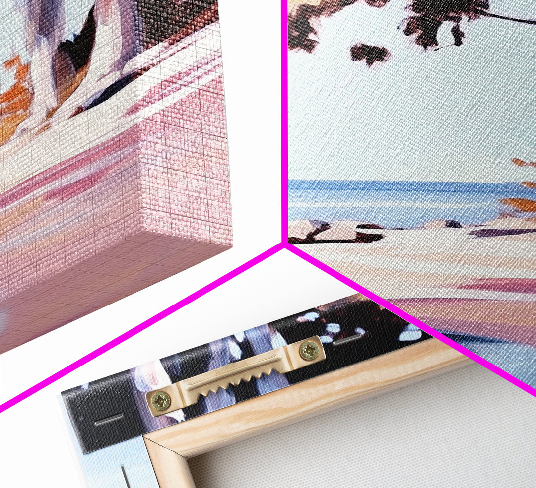 Coastal Serenity, Beach Landscape, Blue Ocean, Framed Canvas Print, Minimalist Wall Art, Modern Decor, Living Room Art, Ocean Scene