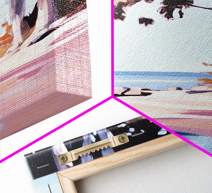 Coastal Serenity, Beach Landscape, Blue Ocean, Framed Canvas Print, Minimalist Wall Art, Modern Decor, Living Room Art, Ocean Scene