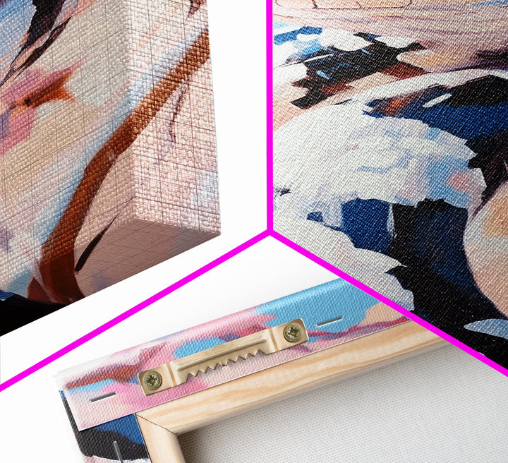 Black and White Snake, Nature Portrait, Wildlife Art, Framed Canvas Print, Jungle Theme Decor, Modern Animal Wall Art, Office Accent