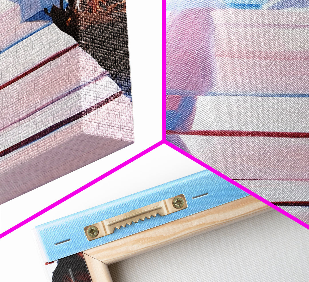 Boardwalk, Beach Print, Coastal Wall Art, Framed Canvas Print, Nautical Aesthetic, Minimalist Ocean Scene, Relaxing Artwork