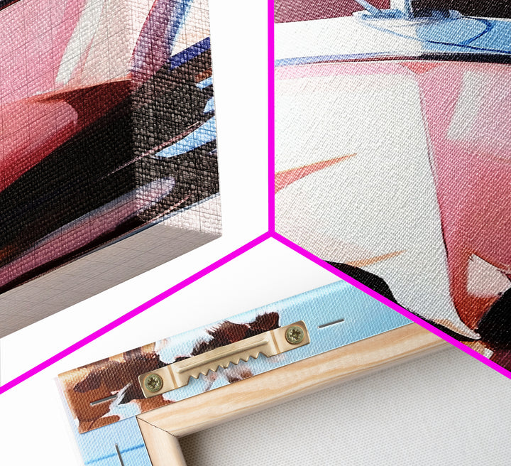 Boat Reflection, Coastal Decor, Nautical Art, Marina Print, Framed Canvas Print, Ocean Wall Art, Minimalist Seascape, Tranquil Artwork