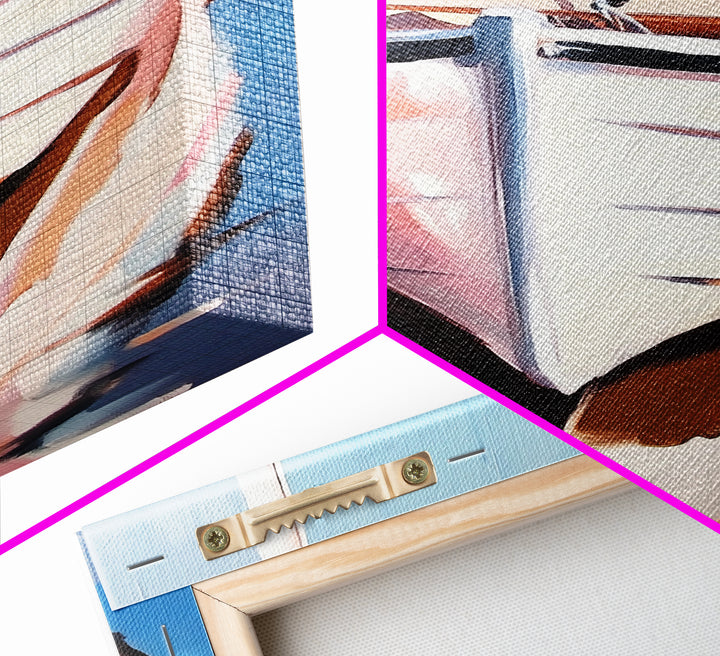 Rustic Boat, Nautical Wall Art, Coastal Home Decor, Seaside Aesthetic, Soft Pastels, Framed Canvas Print, Living Room