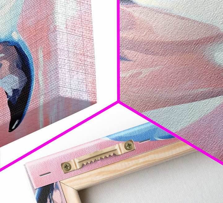 Dolphin Portrait, Ocean Animal Art, Beach House Wall Decor, Coastal Aesthetic, Nautical Art Print, Framed Canvas Print, Pastel Home Decor