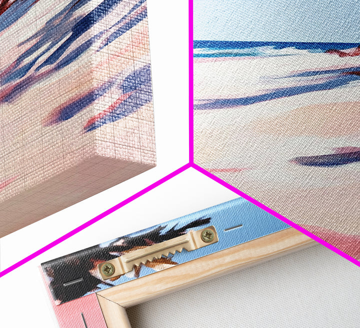 Coastal Waves, Summer Beach Art, Ocean Seascape Painting, Framed Canvas Print, Nautical Wall Art, Living Room Decor, Beach House Artwork