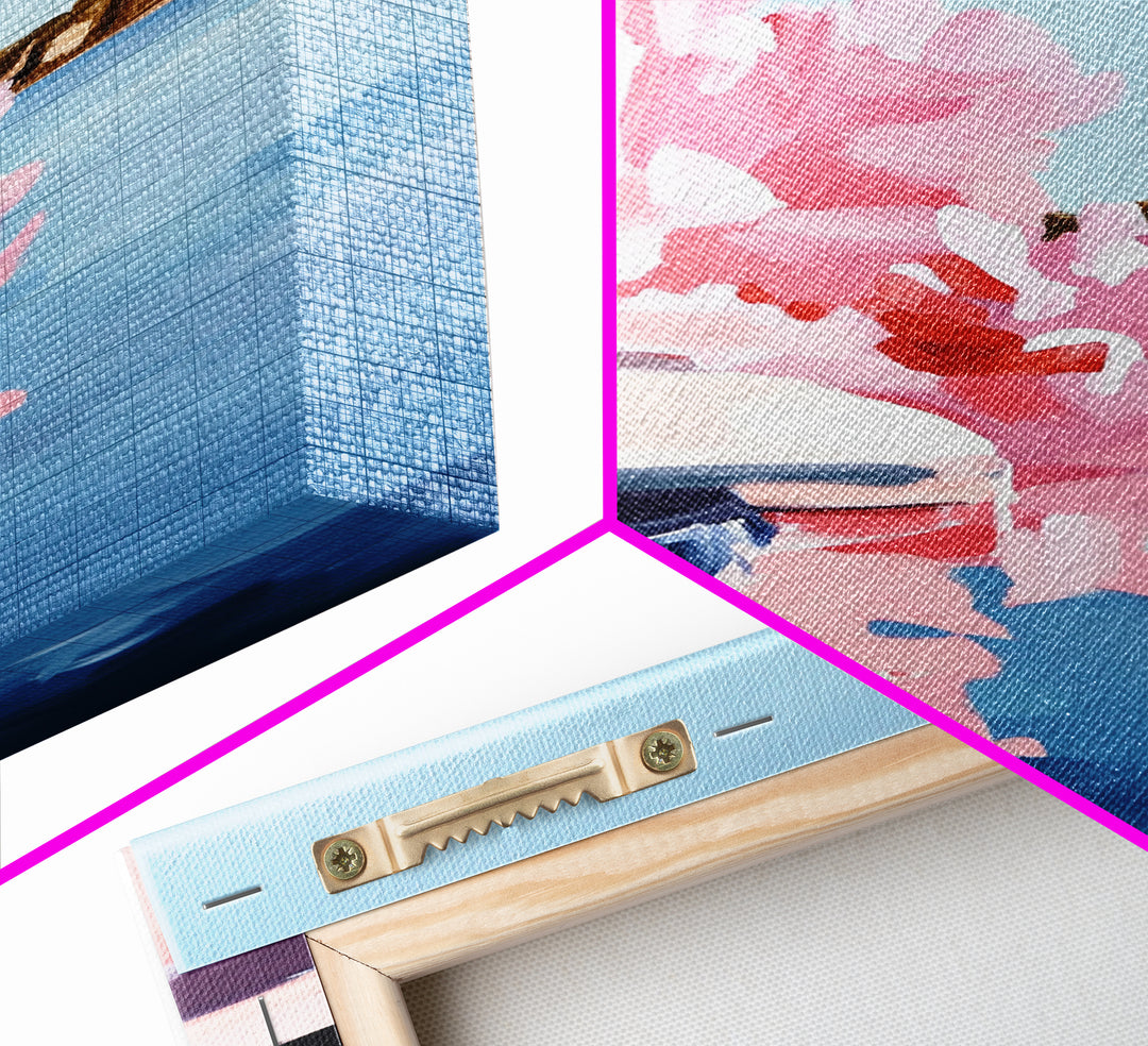 Boat Reflection, Nautical Wall Art, Ocean Painting, Framed Canvas Print, Coastal Living Decor, Modern Seascape, Beach House Artwork