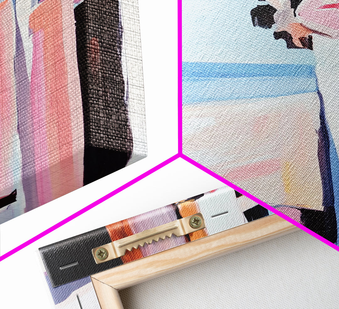 Beachside Figure, Coastal Minimalist Art, Abstract Summer Aesthetic, Tranquil Seaside Decor, Canvas Print, Framed Canvas Print