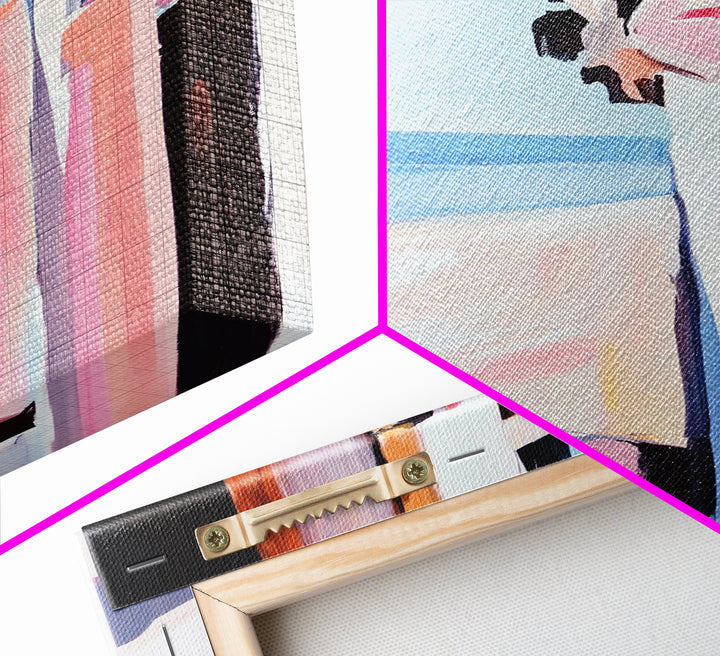 Beachside Figure, Coastal Minimalist Art, Abstract Summer Aesthetic, Tranquil Seaside Decor, Canvas Print, Framed Canvas Print