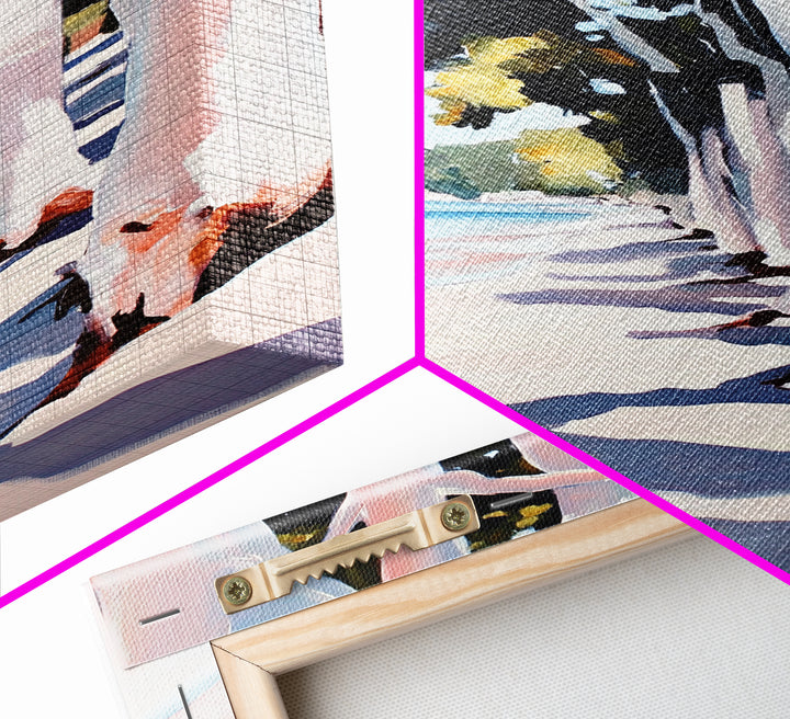 Coastal, Beach Path, Tree Lined, Framed Canvas Print, Ocean View Wall Art, Relaxing Home Decor, Seaside Landscape, Nautical Aesthetic