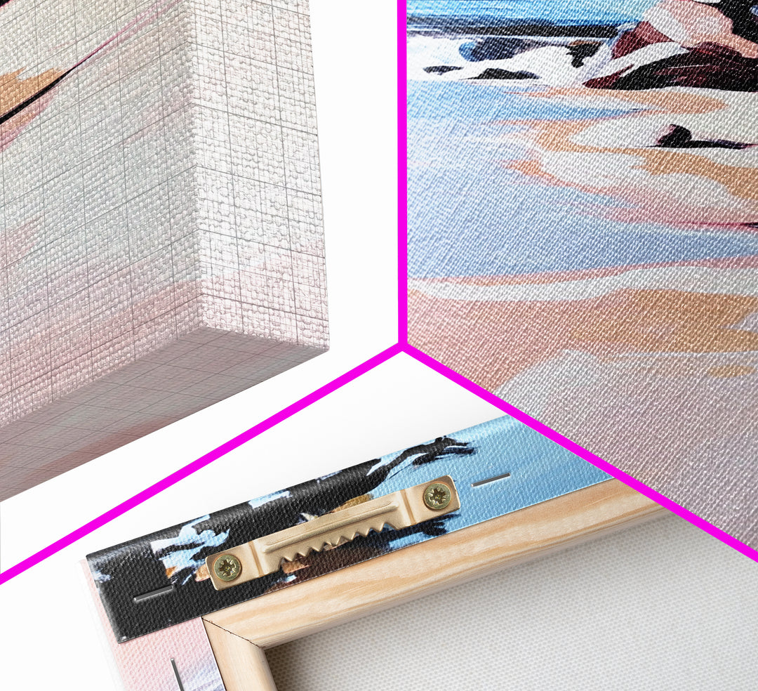 Coastal Escape, Beach Serenity, Soft Ocean Art, Tranquil Nature Scene, Summer Home Decor, Relaxing Wall Art, Framed Canvas Print