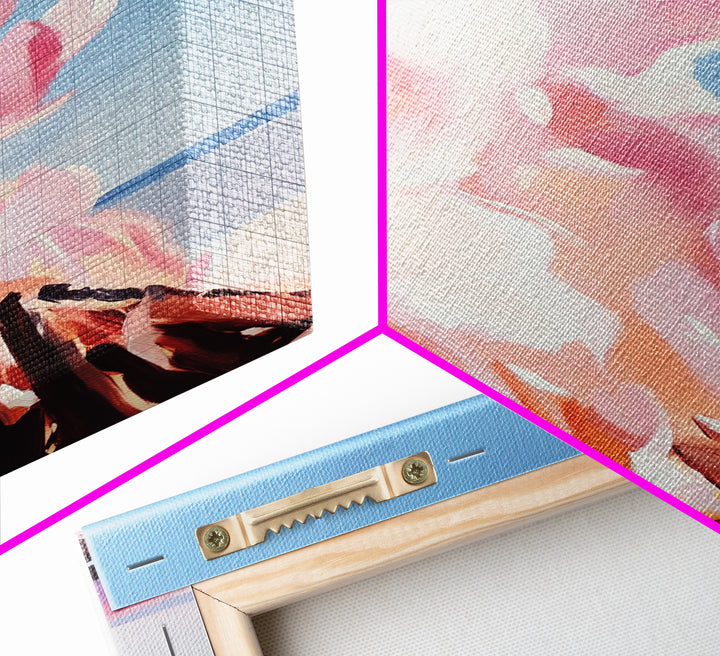 Billowing Smoke, Blazing Flames, Sunset Glow, Framed Canvas Print, Abstract Nature Art, Rustic Living Room Decor, Cozy Cabin Wall Art