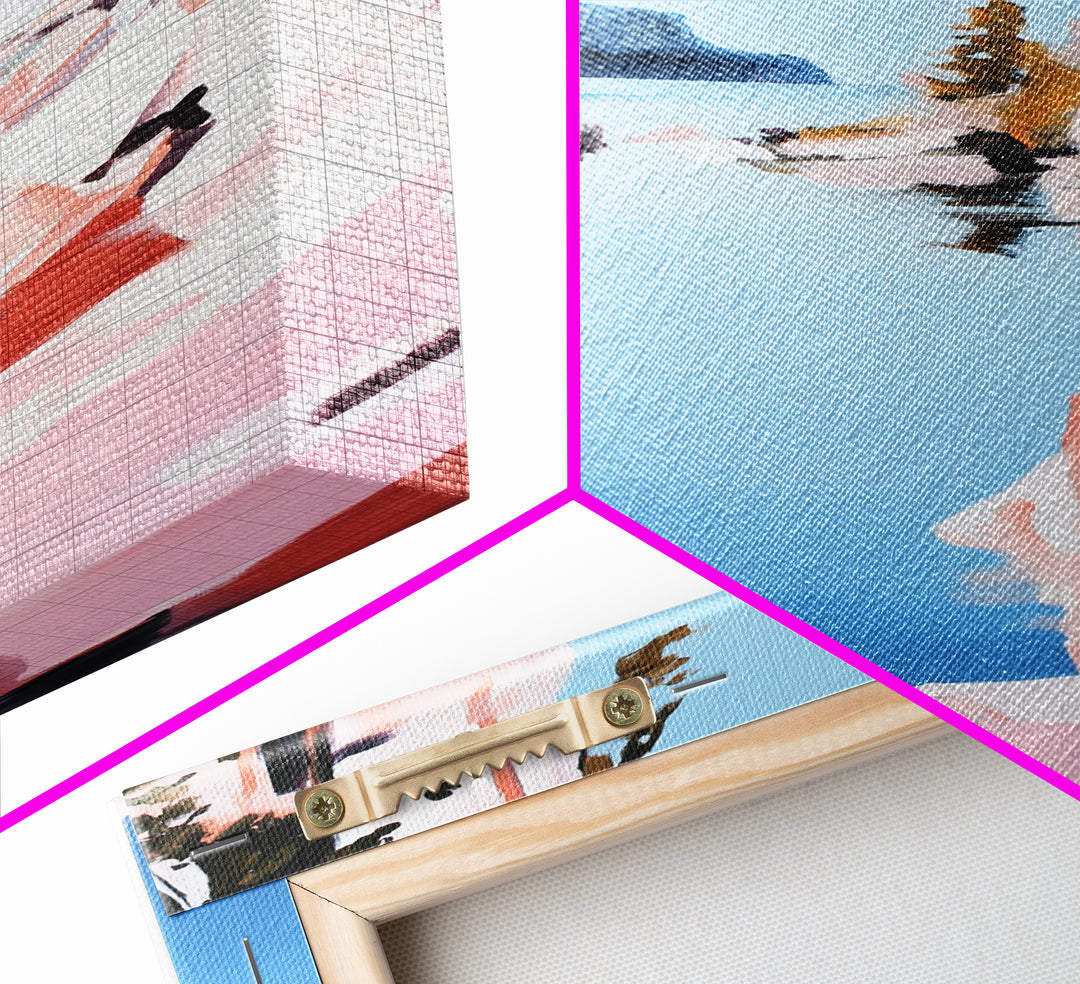 Cliffs, Water, Trees, Reflection, Framed Canvas Print, Nature Wall Art, Mountain Aesthetic, Lakehouse Decor, Minimalist Landscape