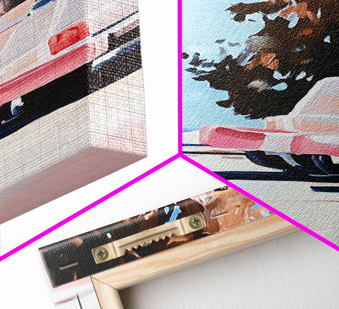 Cliffs and Water, Nature Wall Art, Minimalist Landscape, Coastal Home Decor, Blue and Pink Art, Framed Canvas Print, Office Wall Decor