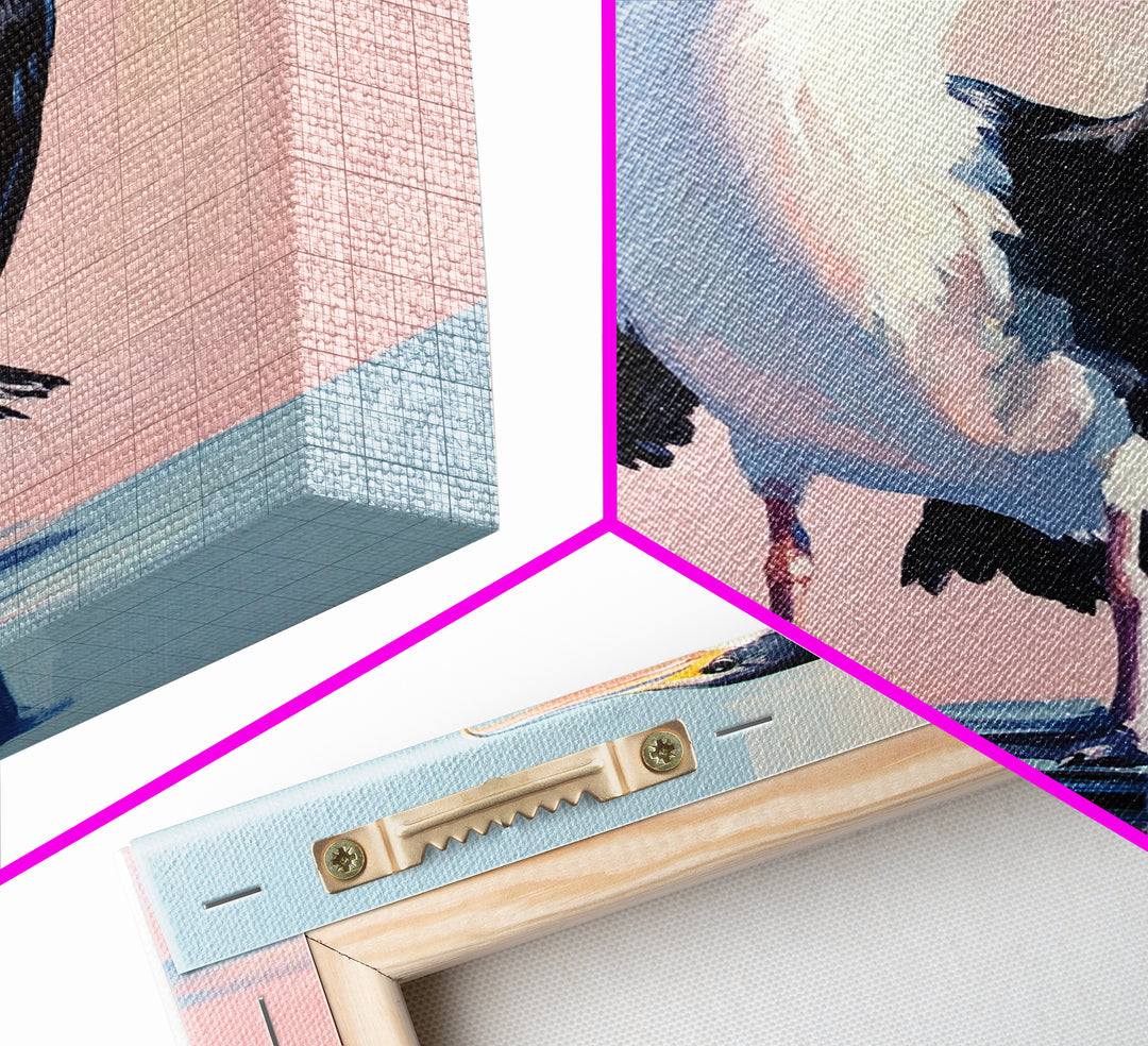 Coastal Bird Art, Modern Seabird Painting, Pastel Beach Decor, Contemporary Animal Print, Framed Canvas Print, Living Room Wall Art