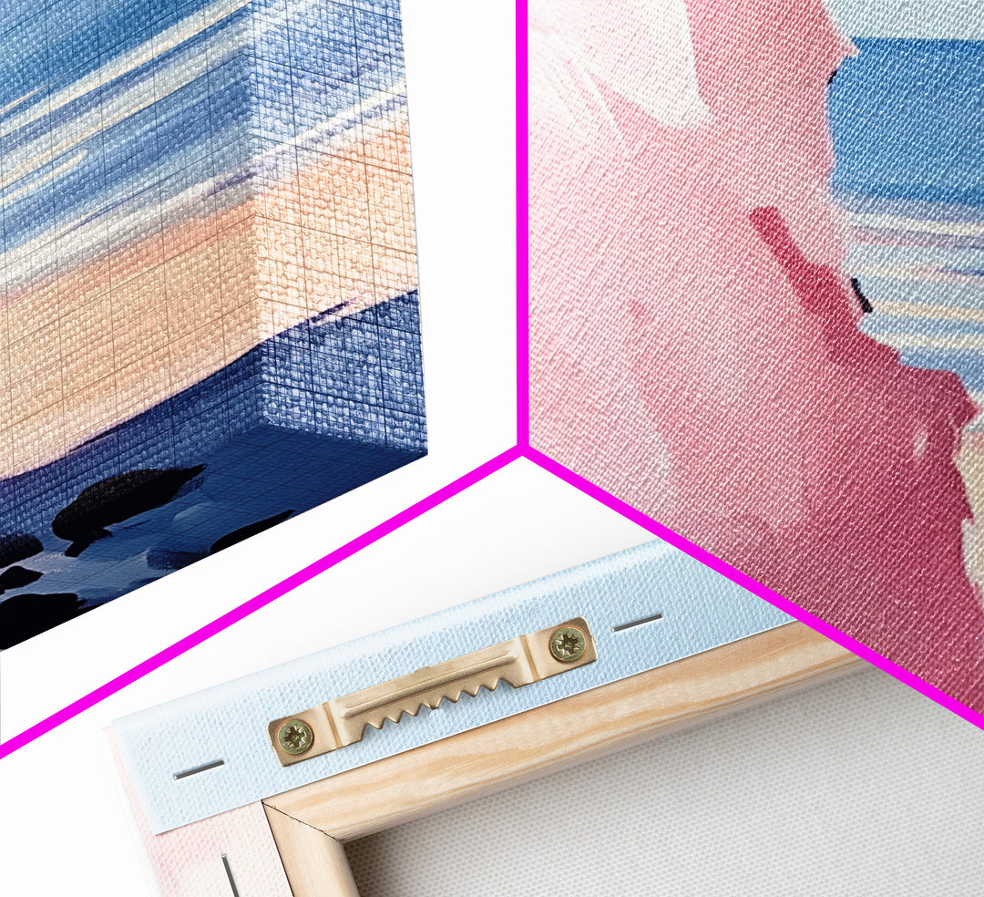 Cliffside Ocean Art, Coastal Landscape Painting, Serene Seaside Decor, Beach House Print, Framed Canvas Print, Living Room Wall Art