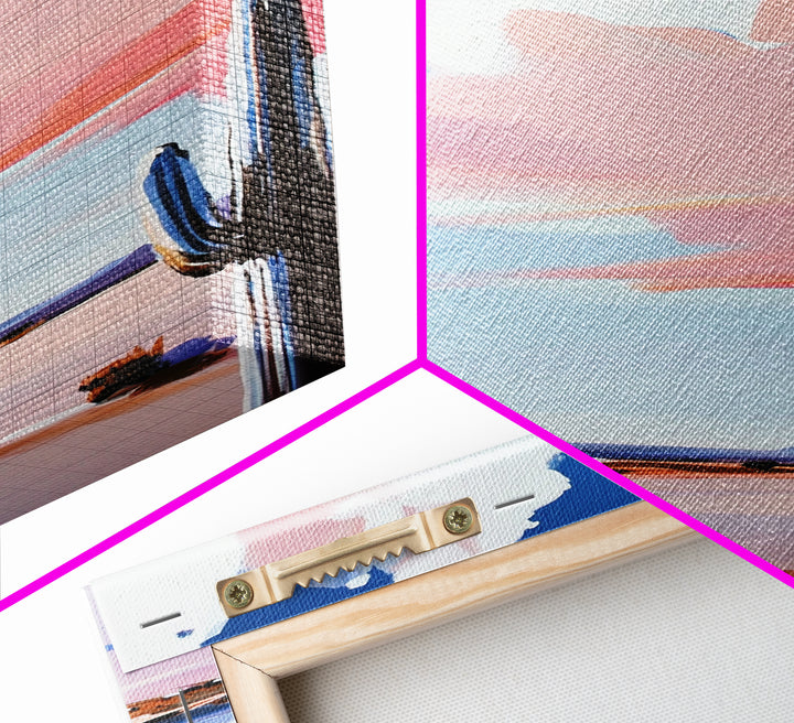 Desert Cactus Art, Southwestern Landscape Painting, Warm Boho Decor, Modern Nature Print, Framed Canvas Print, Living Room Wall Art