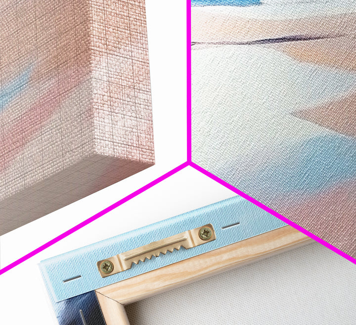 Coastal Stroll, Soft Pastel Beach, Minimalist Ocean Art, Canvas Print, Tranquil Shoreline, Boho Beach House Decor, Bedroom Wall Art