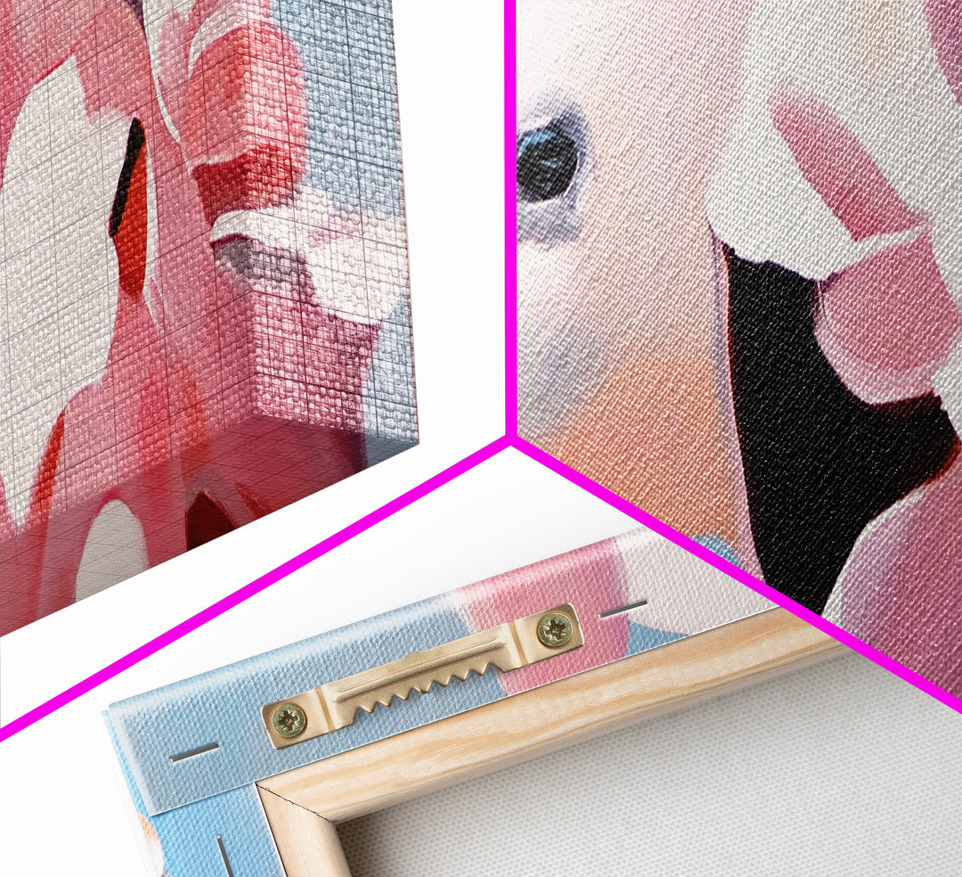 Dolphin, Pink Flowers, Canvas Print, Ocean Art, Whimsical Artwork, Coastal Wall Art, Sea Life Decor, Modern Aesthetic, Nature Lover Gift