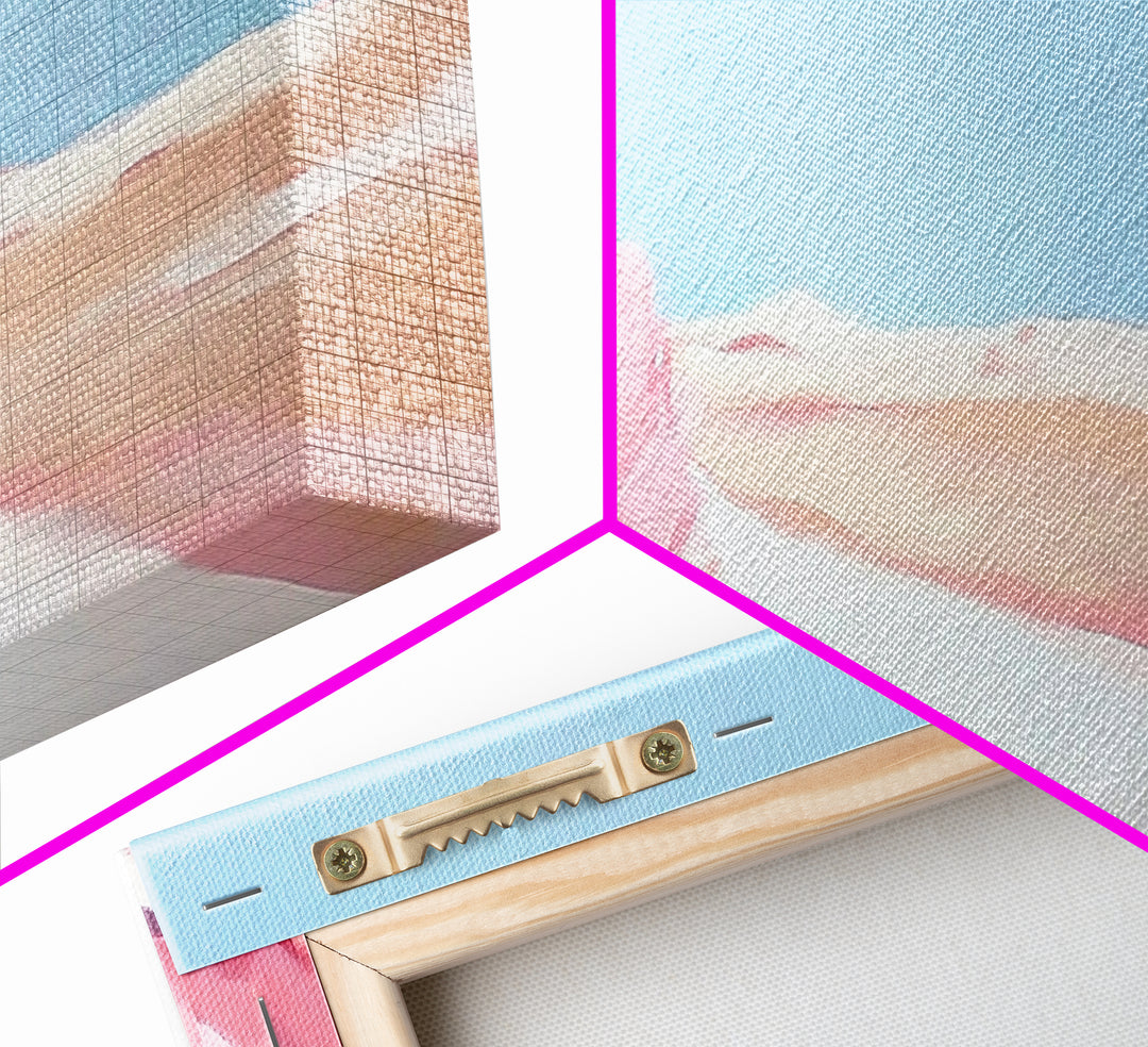 Desert Bloom, Minimalist Landscape, Soft Pastel Art, Tranquil Nature Scene, Canvas Print, Living Room Wall Art, Modern Boho Decor