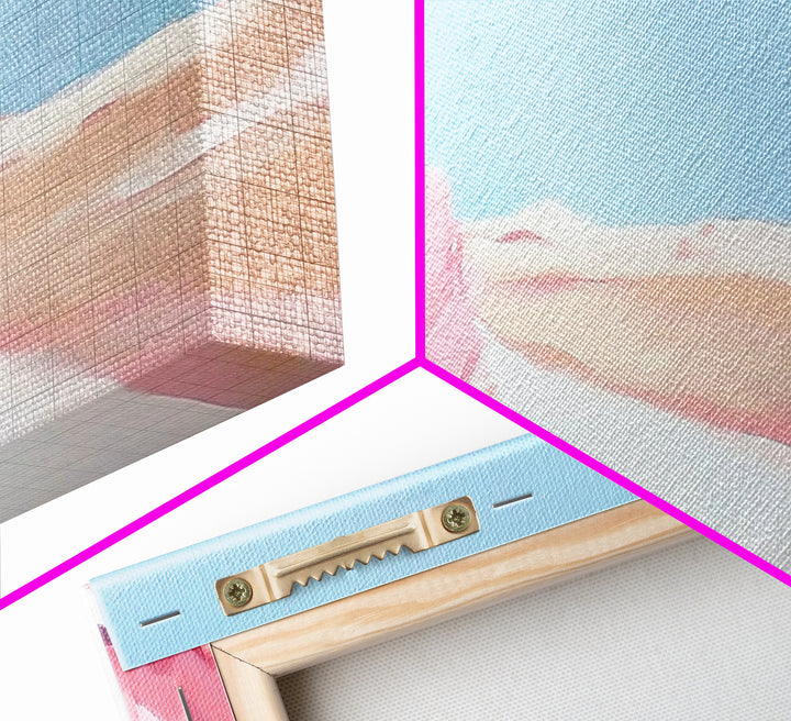 Desert Bloom, Minimalist Landscape, Soft Pastel Art, Tranquil Nature Scene, Canvas Print, Living Room Wall Art, Modern Boho Decor